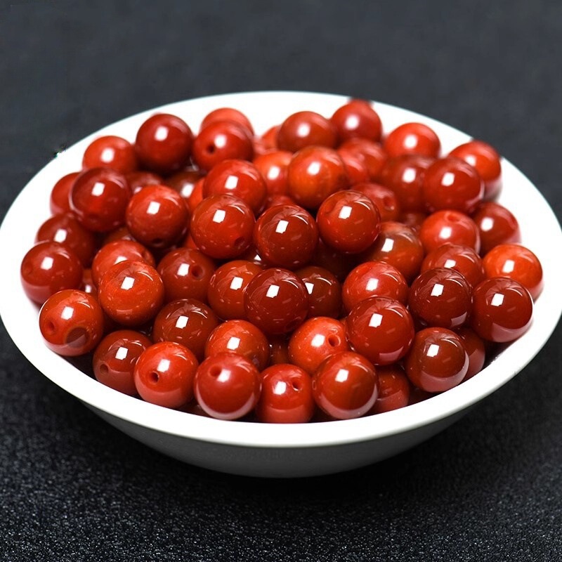 7A natural Sichuan material full of meat South red agate loose beads round beads diy handmade jewelry beaded accessories material wholesale