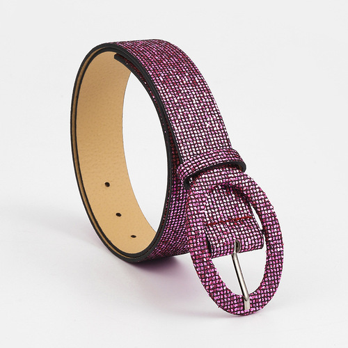  Glitter Belt European and American Foreign Trade Fashion Women's Japanese Buckle Shiny PU Belt Women's Wholesale