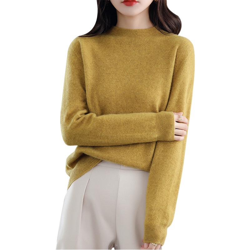 Nueva prenda de primera línea suéter de lana sin costuras jersey de cuello alto de las mujeres camisa de fondo de punto de Cachemira adelgazante de moda image 1