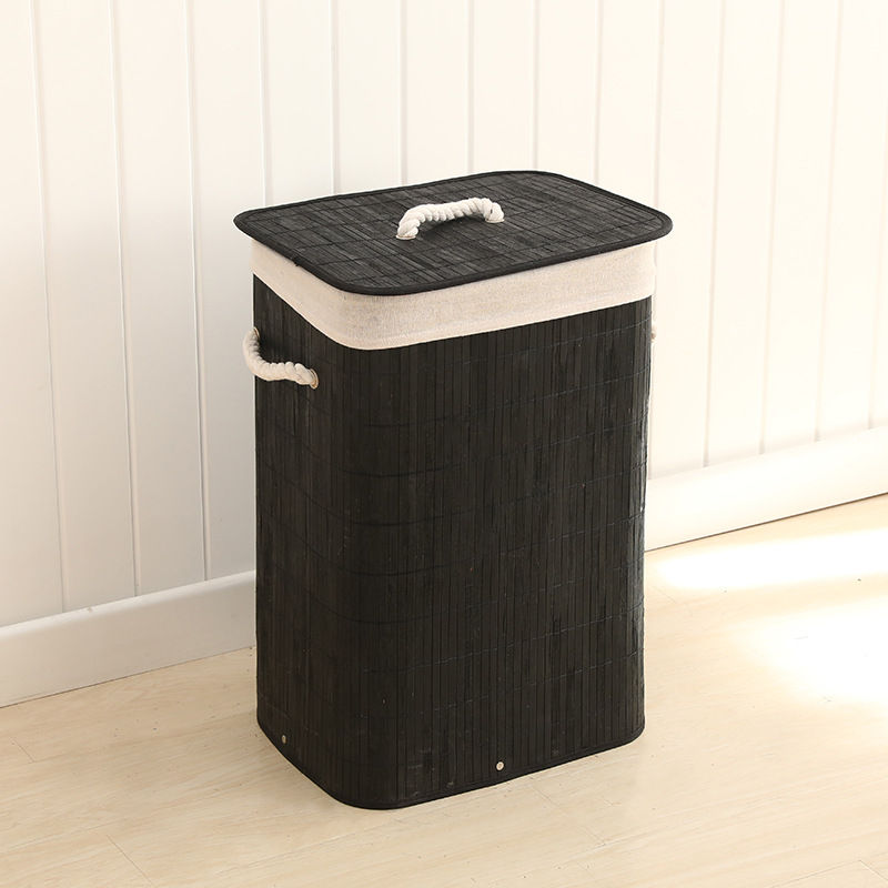 Direct Supply from Manufacturer Bamboo Woven Foldable Large Dirty Clothes Basket with Lid Home Living Storage Basket Household High-End Aesthetic Storage Basket