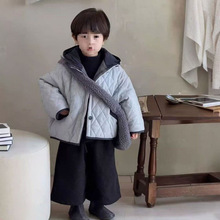 儿童棉服套装2025冬季新款洋气保暖连帽棉衣男女宝宝加厚两件套潮