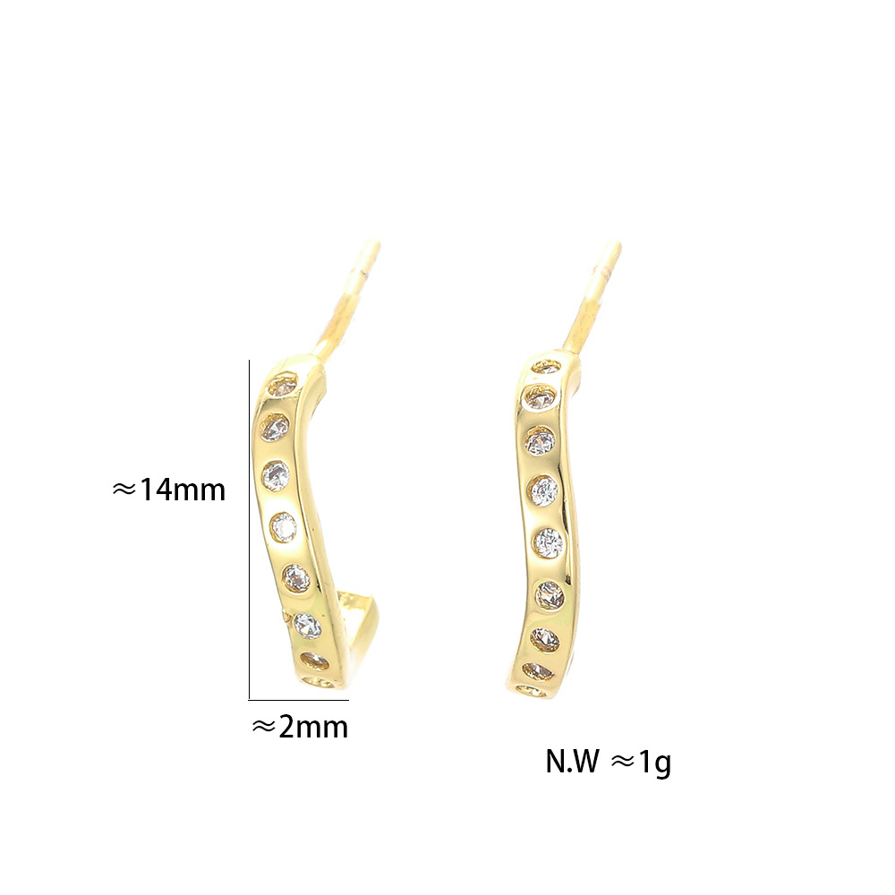 Korean Irregular Zircon C-shaped Copper Earrings display picture 5