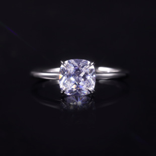 Simple plain ring 1 karat wedding ring big main stone ring fat square s925 sterling silver set moissanite ring women do not fade