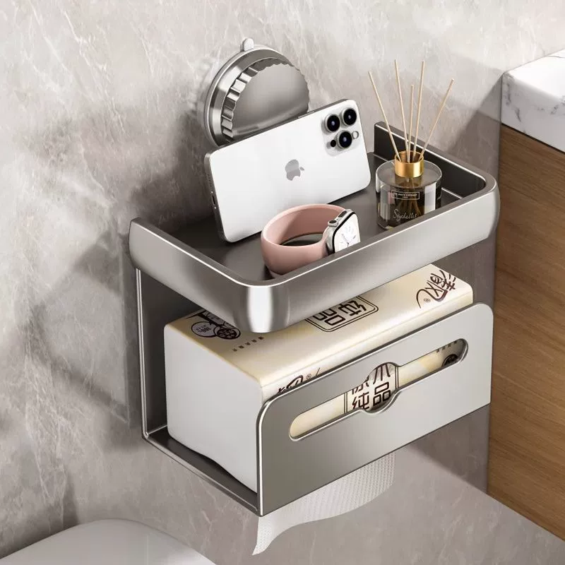 Коробка для салфеток на присоске для ванной комнаты, ванная комната, без перфорации, стеллаж для хранения рулонной бумаги, настенная коробка для туалетной бумаги