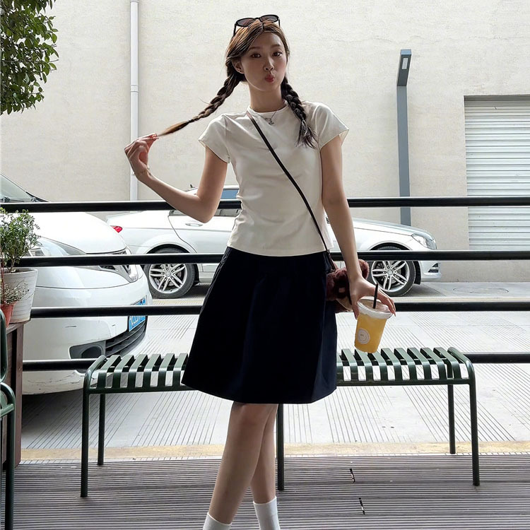 日系休闲松紧半身裙短裙女2025春夏季新款百搭显瘦宽松休闲运动裙