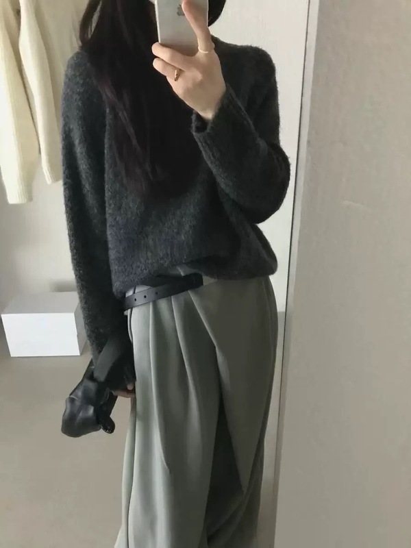 韩系慵懒风针织衫女秋冬新款宽松显瘦套头毛衣气质上衣跨境批发|undefined