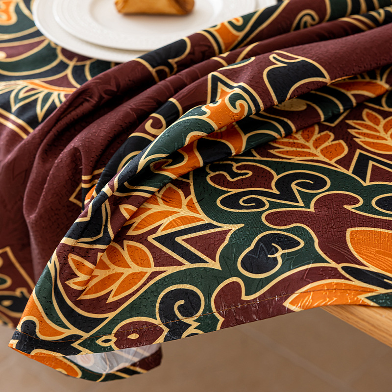 Mantel jacquard estilo retro Mumbaak, mantel festivo, antiarrugas, grueso, para el hogar, restaurante, mesa de centro