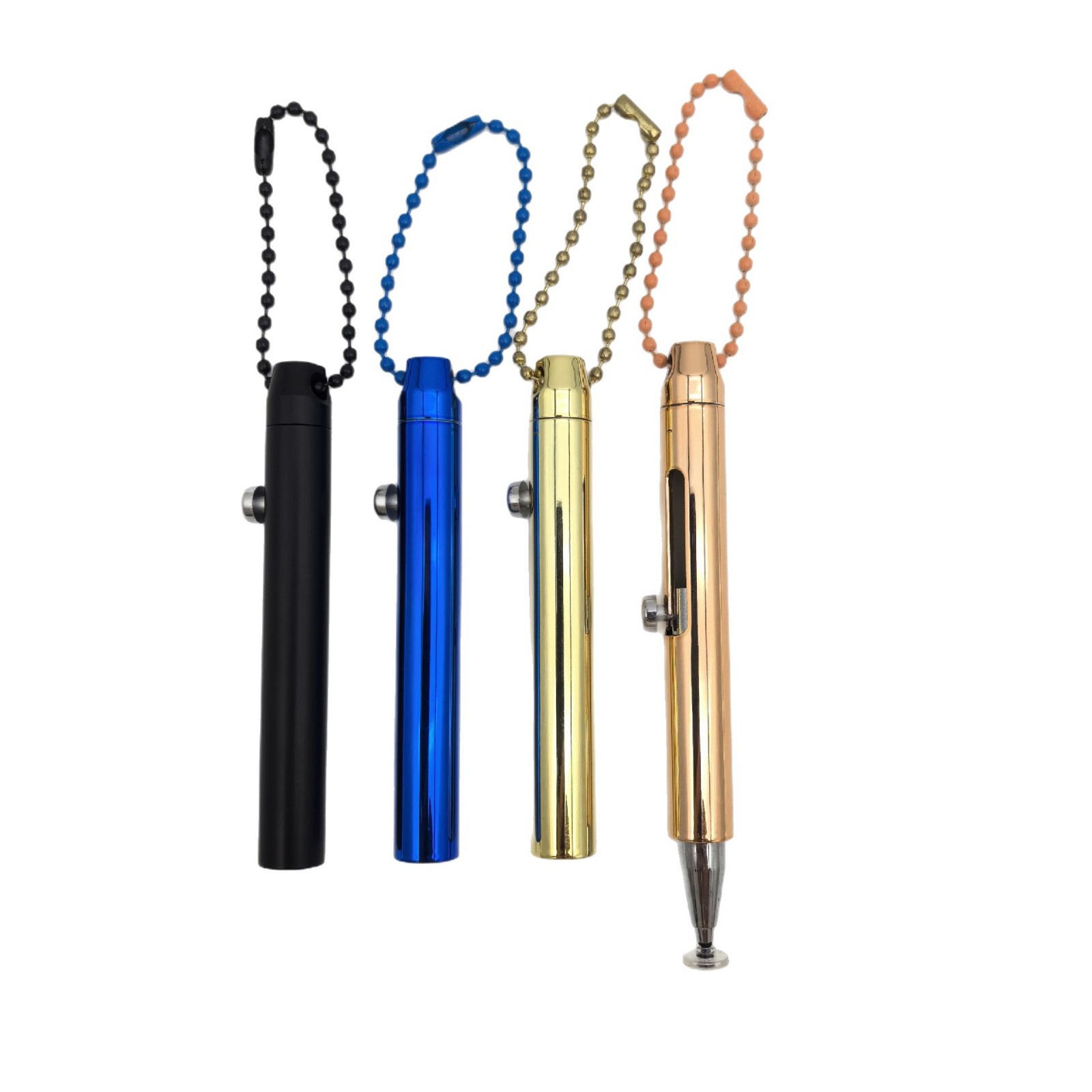 Nuevo lápiz táctil pulsador transfronterizo con electrónica colgante tipo pequeño lápiz de disco recubierto UV hermoso lápiz de mano