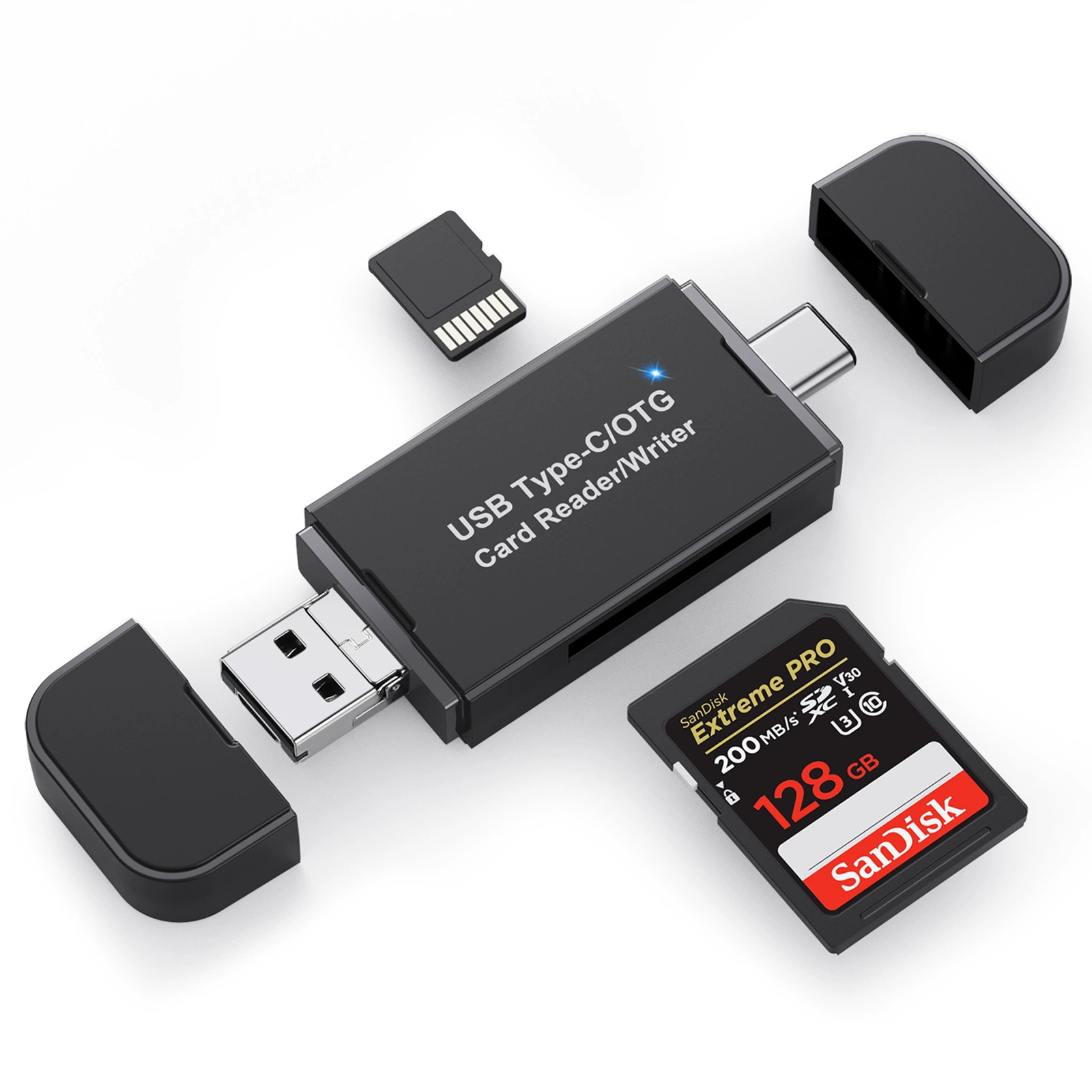 USB3.0 карточный считыватель TF SD общего назначения, считыватель карт USB с несколькими входами Type-C, подходит для OTG Apple