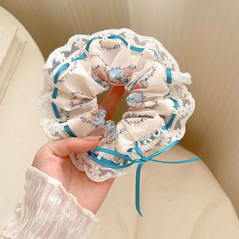 54＃穿蕾丝织带小熊-蓝色