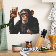 外貿啤酒猩猩冰箱洗碗機玻璃櫥窗玄關家居裝飾牆貼畫自粘批發跨境