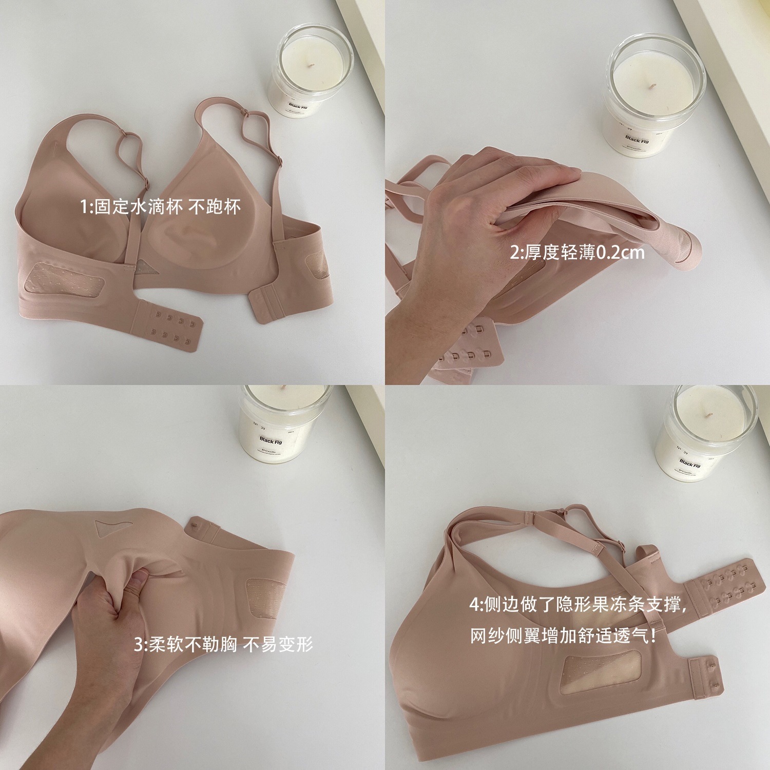 Tira de jalea ropa interior de niña de mujer hueco simple colección de mama inalámbrica pecho pequeño cómodo transpirable Sujetador de copa no vacío