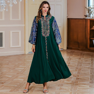Foreign Trade Arabian Clothing Women's Robe Elegant Fashion Long-Sleeved Embroidered New Style Dress Evening Dress