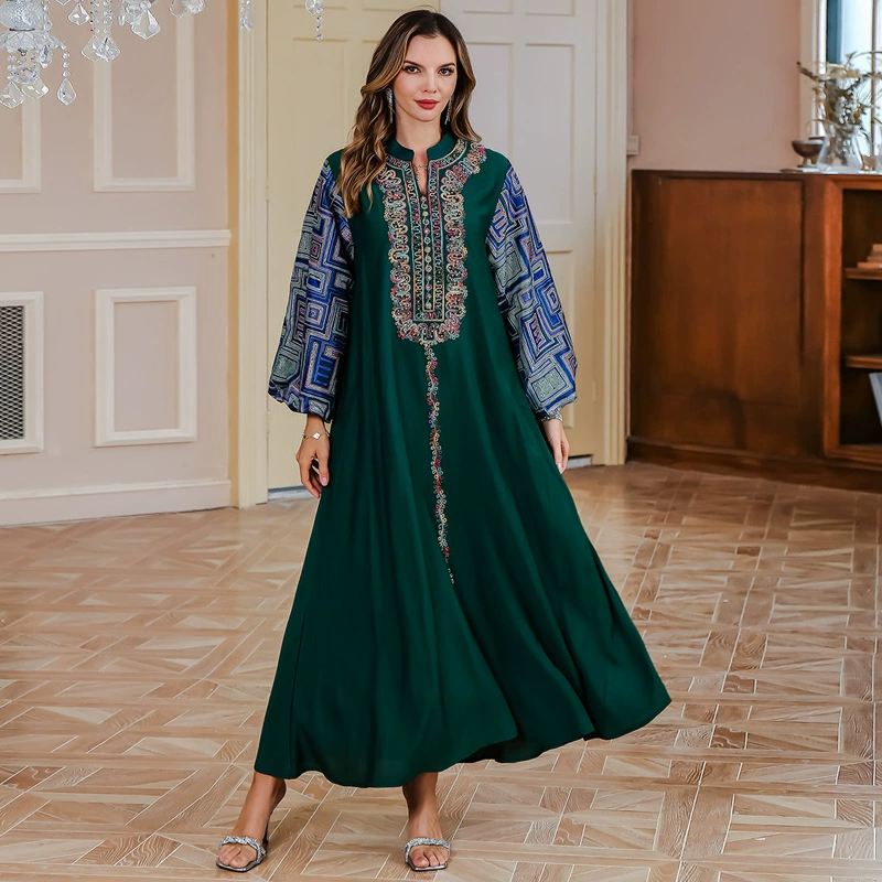 Арабская одежда для женщин, элегантное модное платье с длинными рукавами, вышивка, новый стиль, вечернее платье, внешняя торговля