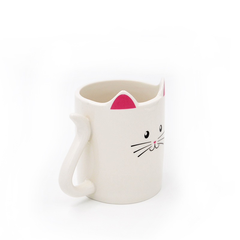 Taza de gato creativa pintada a mano taza de cerámica taza de agua taza de pareja personalidad encantadora taza de café en forma de gato