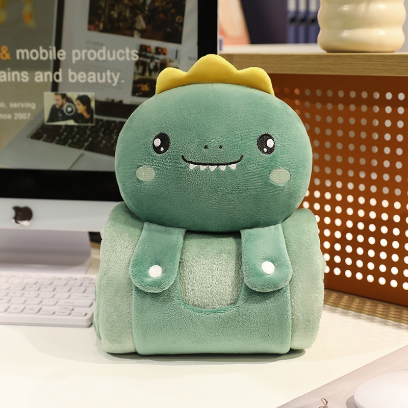 Bebés de dibujos animados encantadores muñecas de animales con mantas muñecas de peluche 2 en 1 para niños y niñas siesta almohada mantas
