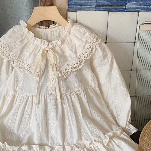 Little Girl Dress 2024 Spring and Autumn Baby Girl Collar Lace Dress Fashion Children Long Sleeve Princess Dress Korean Version