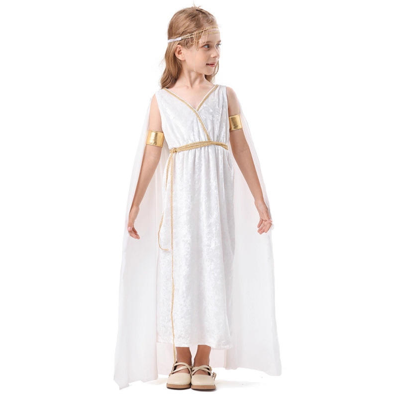 Greek Goddess Costume White Kidsren's Ancient Greek Mythology Theme Costume Halloween Costume Athena Goddess