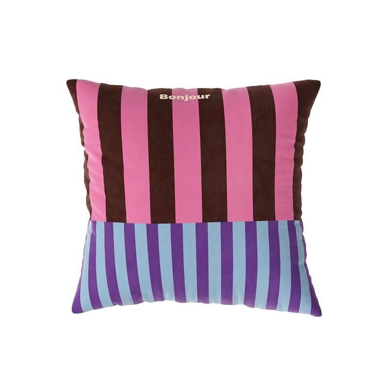 Retro rayas almohada cubierta cuadrada nórdica simple sala de estar cojín de sofá doméstico dormitorio cojín de cabecera cojín
