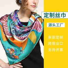 Source factory digital printing 70x70 satin polyester crepe de chine silk-like material square scarf silk tie