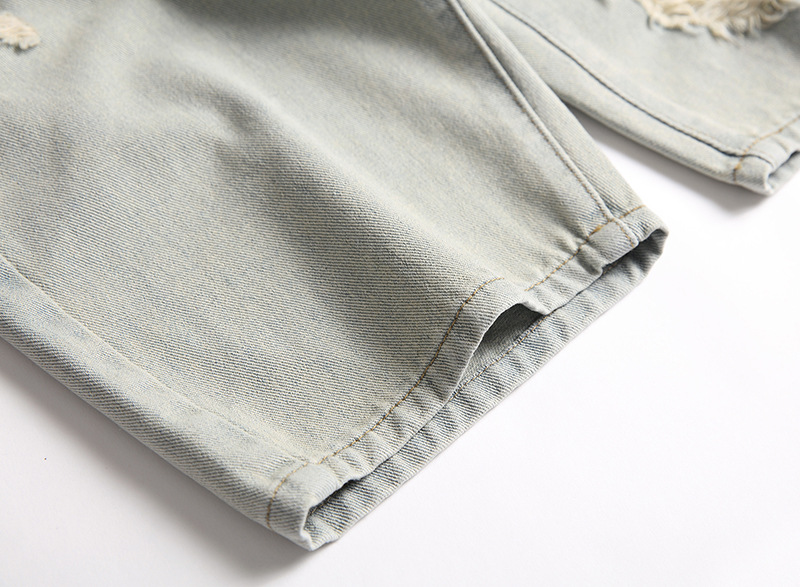 Pantaloncini jeans uomo distressed taglio dritto casual vintage_voghion.com