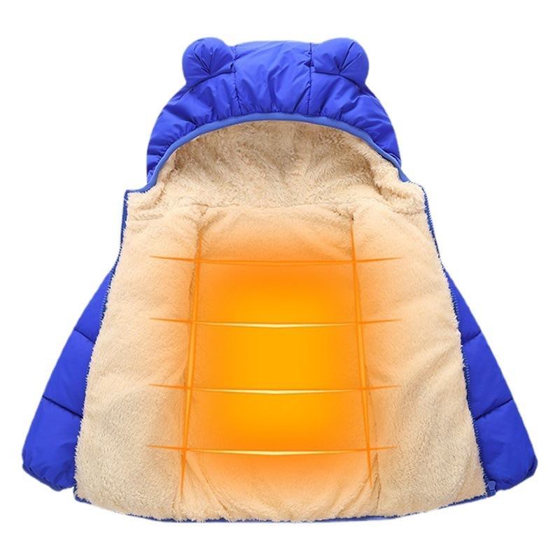 2021 Invierno nueva ropa de algodón acolchado de Cachemira para niños y niñas Orejas de conejo engrosadas ropa acolchada de algodón para niños