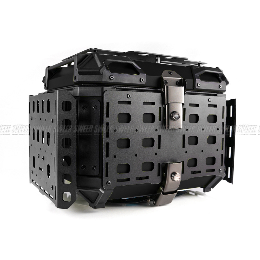 45L Motorcycle Aluminum Alloy Tail Box Foldableing Armor New Aluminum Alloy Quick Release Waterproof and Anti-Collision Trunk
