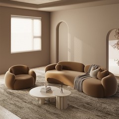 クリーム風軽豪華小戸型服装店美容院ロビー休憩区受付客室相談アーチ型ソファー