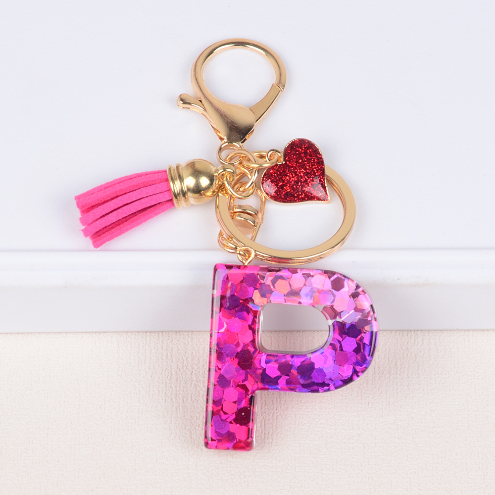 Lady Letter Heart Shape Resin Metal Epoxy Bag Pendant Keychain display picture 5