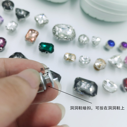 Rhinestone handmade DIY hole shoe decorative buckle diamond glued hidden buckle garden shoe accessories crystal buckle
