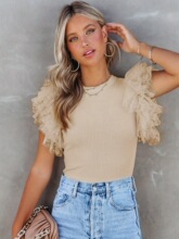 X 13190 Knitted Mesh Sleeve Top ��Ҷ����֯�� ŷ���羳