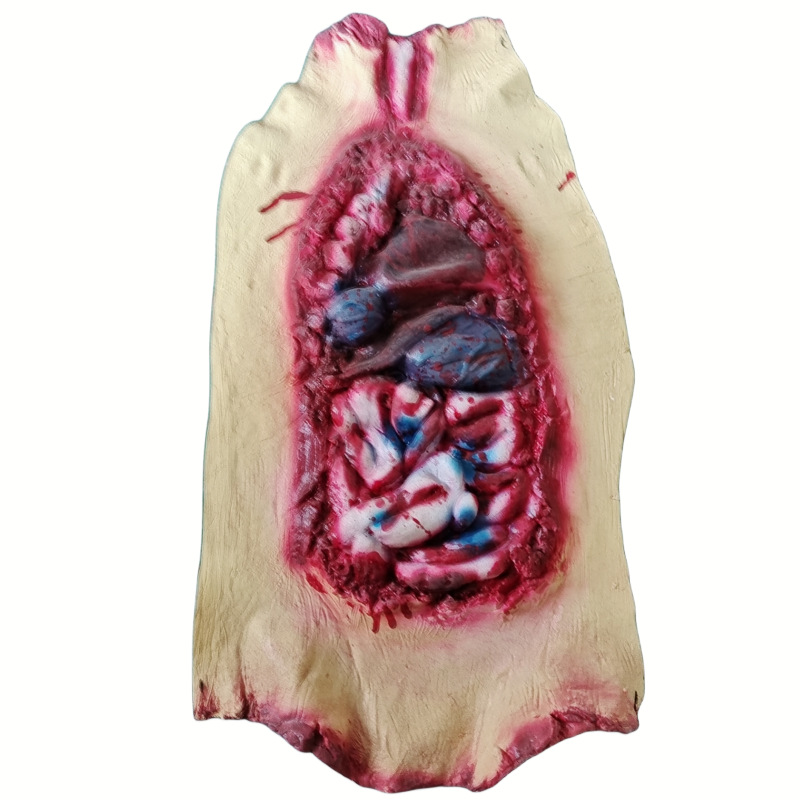 Horror Cuerpo Humano colgando apoyos Halloween parodia partido casa embrujado órgano colgante cámara de escape del vientre látex