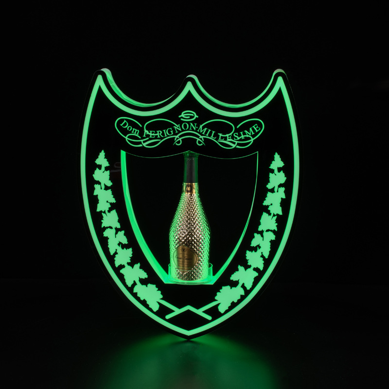 Luminoso acrílico negro melocotón un asiento de vino extranjero soporte de exhibición de vino accesorios de Bar hierro amarillo luz vino asiento verde luz Champagne Rey