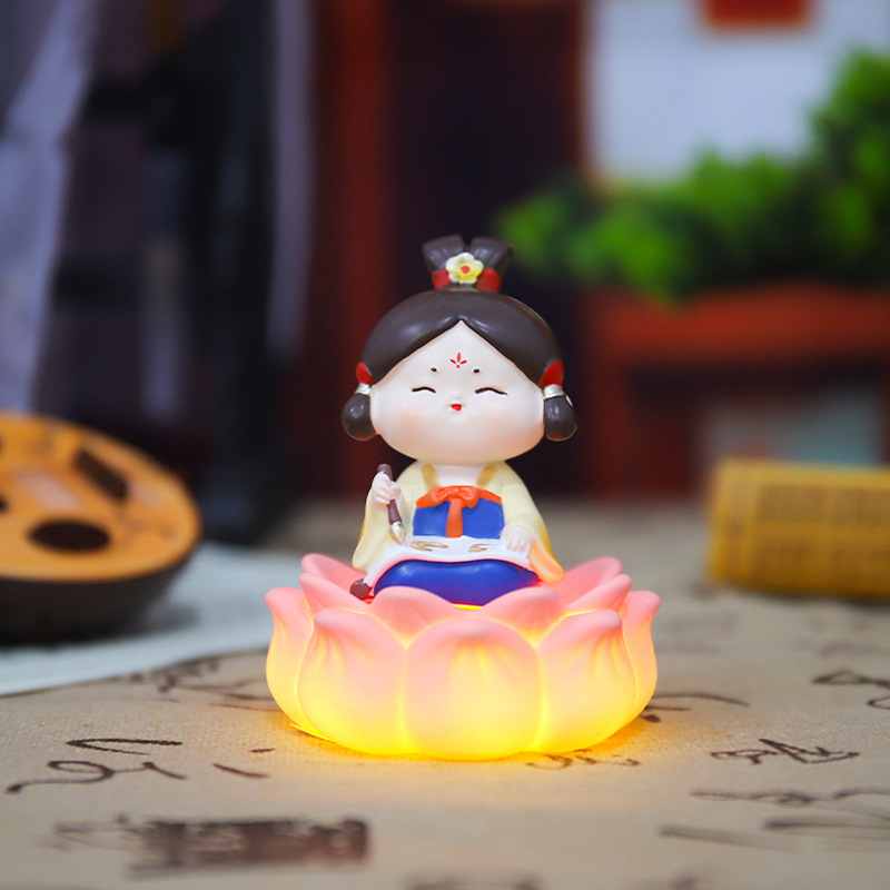 新作の中国風唐時代の女性の首振り置物、樹脂工芸品、古代風少女のデスクトップや車載装飾品|undefined