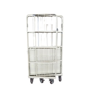 Metal Cage Logistics Vehicle Express Sorting Transport Vehicle Folding Turnover Logistics Trolley Hand-Pushed Logistics Trolley