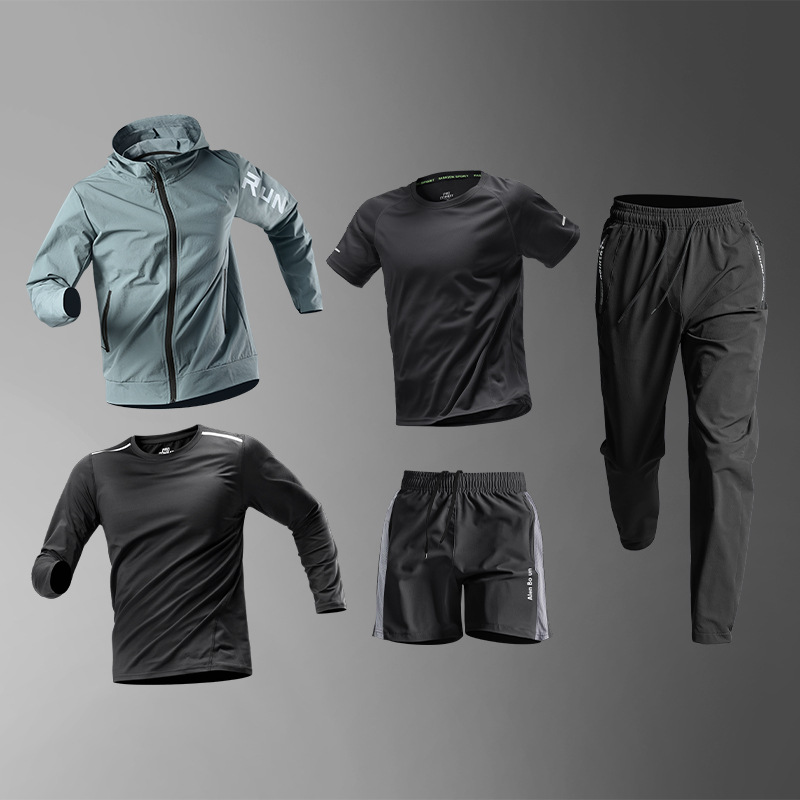 Trajes deportivos para hombres de invierno entrenamiento de invierno ropa de gimnasio chaqueta de secado rápido invierno invierno ropa de correr bicicleta baloncesto set de cinco piezas