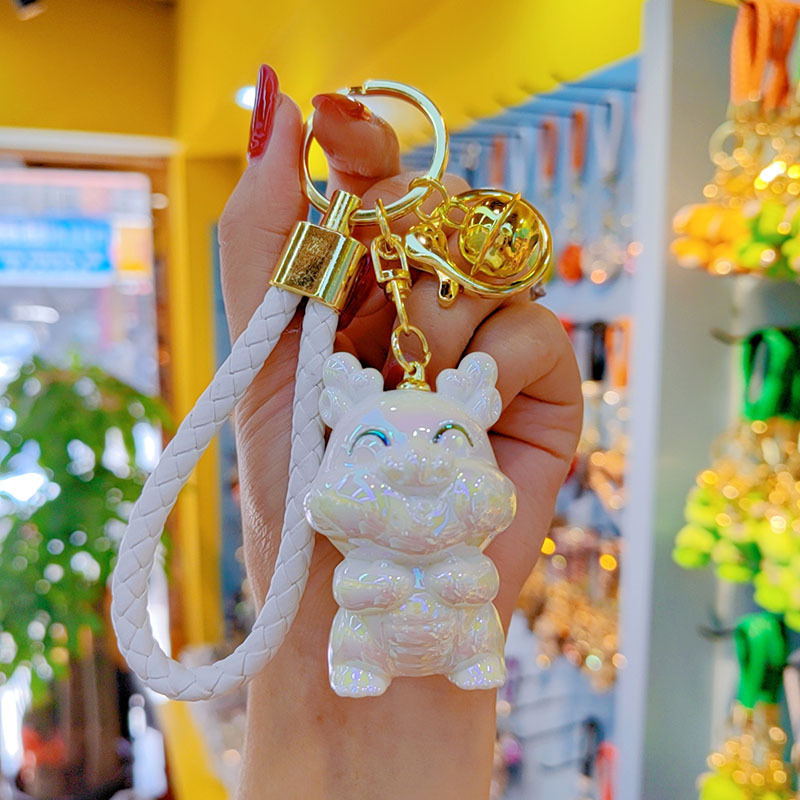 2024 año dragón galvanoplastia colorido dragón llavero adornos pareja llavero bolsa colgante