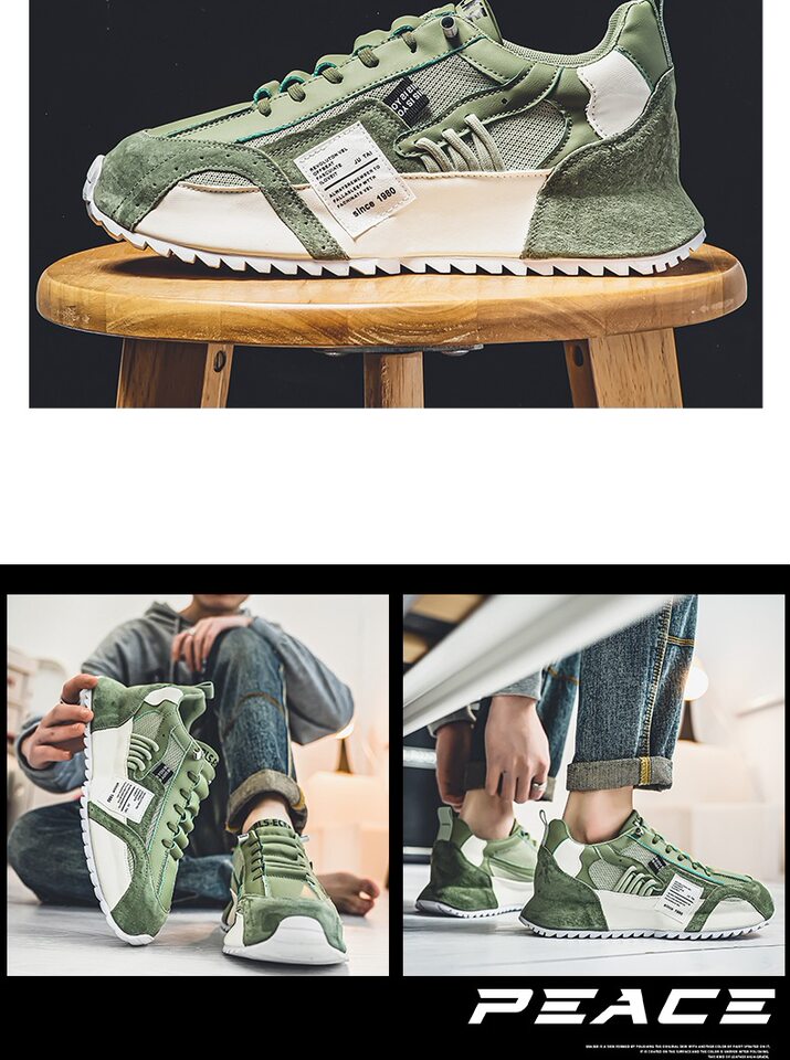 Giày thể thao nam sneaker thoáng khí đế cao su gót thấp tăng chiều cao — C681 màu trắng, C681 màu xanh lá, C681 màu đen chi tiết 9