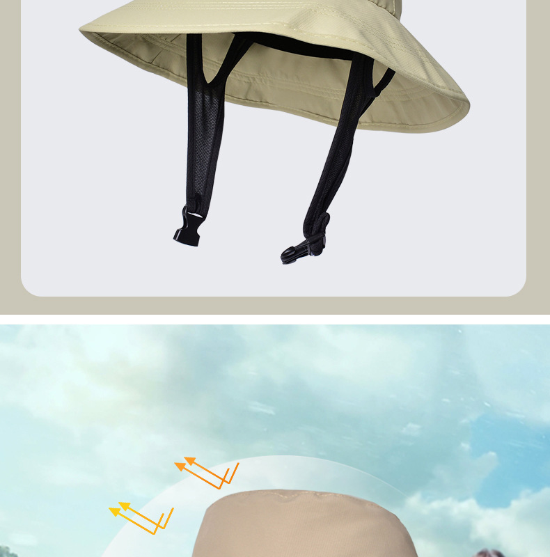 Wasserdichter Sonnenhut mit breiter Krempe, UV-Schutz, packbarer Safari-Bonnet-Hut für Männer und Frauen, Sommer-Outdoor-Strandmodell 8264 – Detail 9