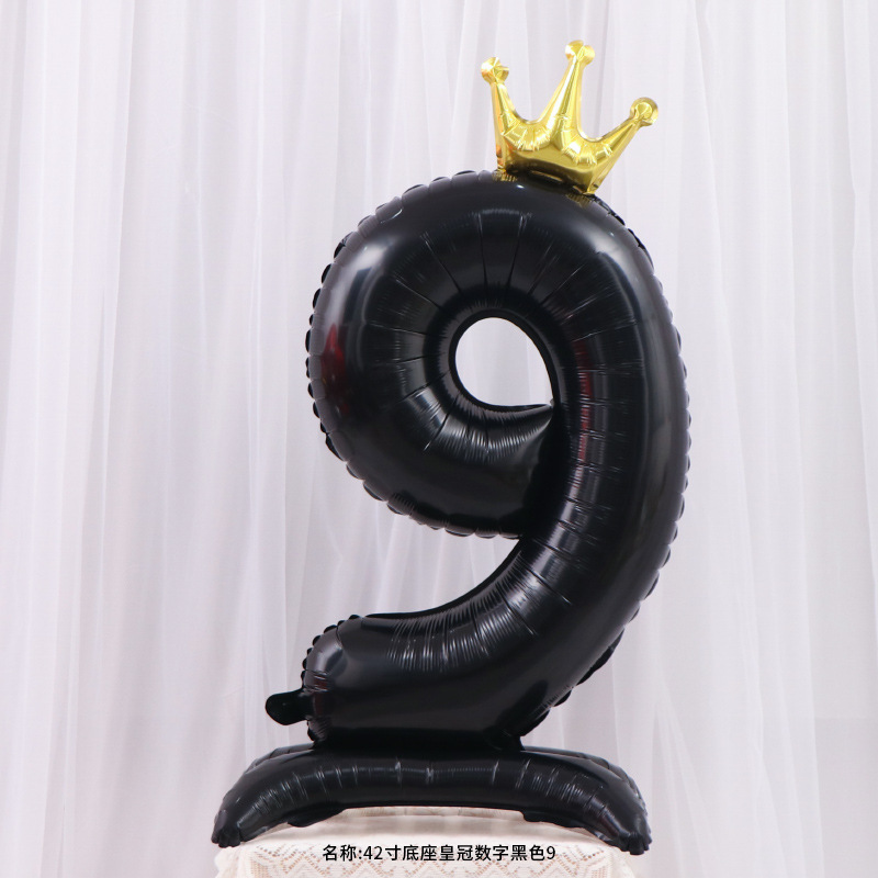新款42寸站立皇冠数字蓝色粉色儿童宝宝周岁生日派对装饰铝膜气球|undefined