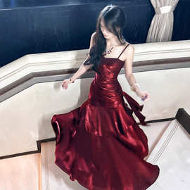2025新款人鱼姬荷叶边高端轻奢小众红色敬酒服成人礼宴会聚会礼服