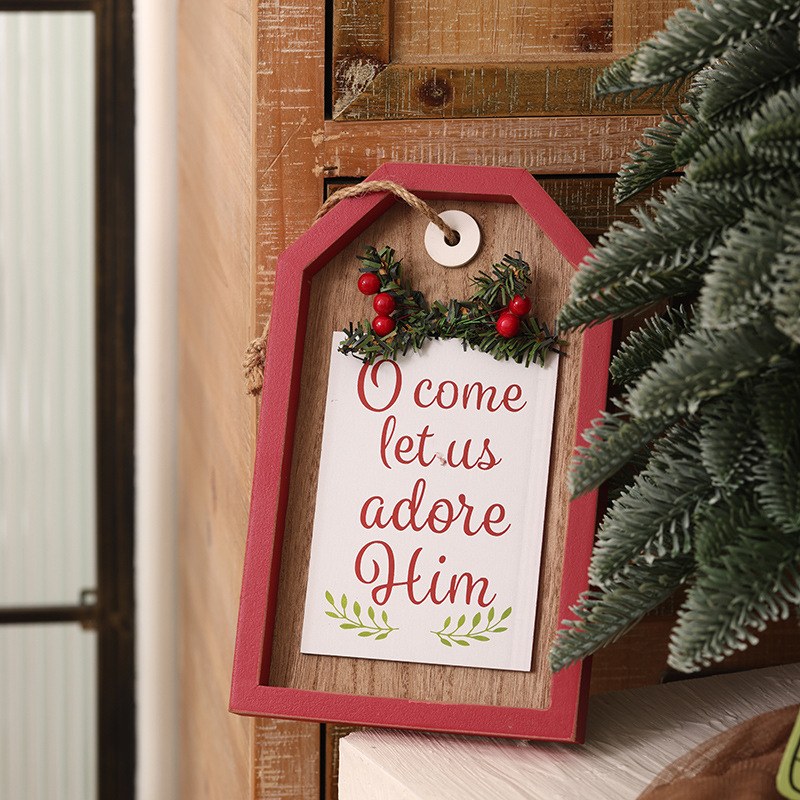 Puerta de madera de Navidad colgante de estilo retro americano colgante de pared puerta de cafeteria colgante de ventana de Navidad escena de disparo de props