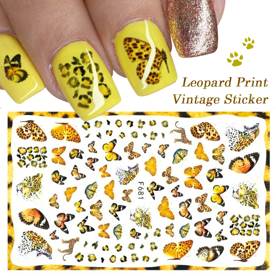 Cross-border source nail art stickers F series retro butterfly Mori rose flower color adhesive nail stickers nail