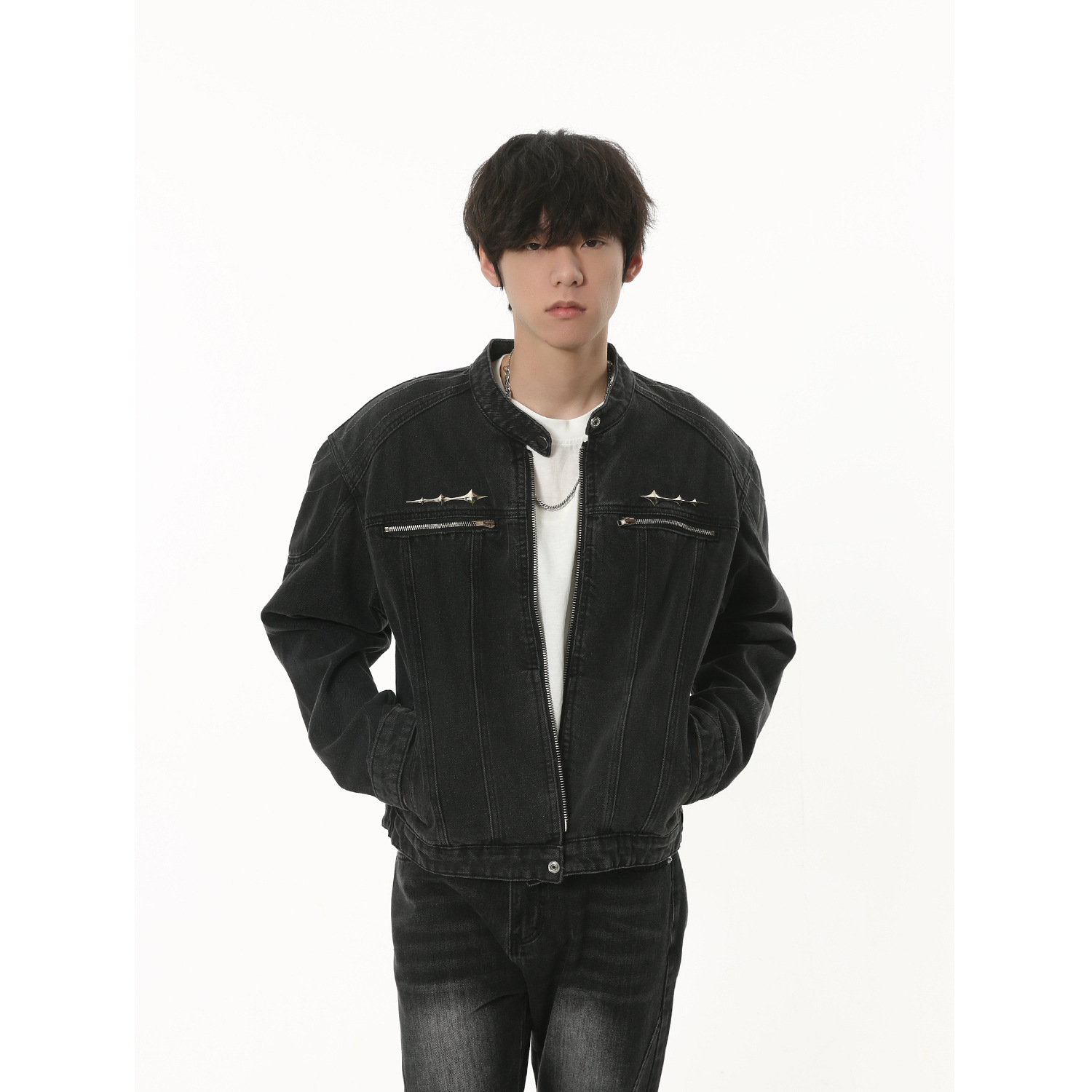 MTLClothes ropa de Hombre | 2023 otoño nuevo diseño de metal retro nicho apenado abrigo de mezclilla lavada