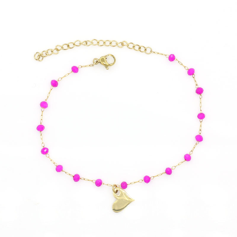 5g Weight Bracelets Classification 304 Stainless Steel, Artificial Crystal Chain Material Sweet Heart Shape Artificial Crystal Titanium Steel Cable Chain Bracelets In Bulk Stainless Steel Bracelets