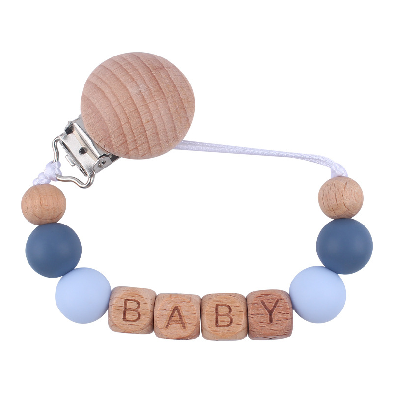 Nuevos suministros para bebés Haya clip redondo Cadena de pezón calmante bebé contraste color cuentas de silicona mordedura pezón cadena anti-caída