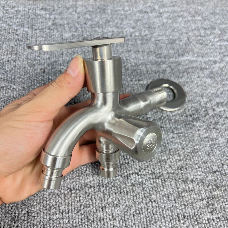 Factory wholesale thickened 304 stainless steel washing machine faucet lengthened mop pool faucet copper core 4 points quick Open