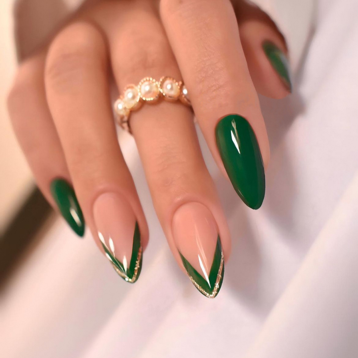 Personalized Wearable Nails Green French...