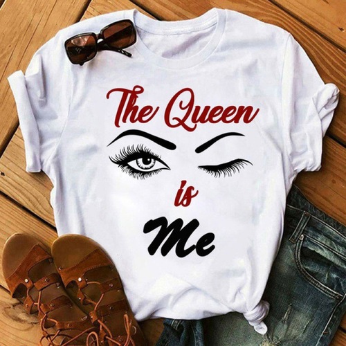 Summer New Product Eyelash Retro Print Round Neck Women's Base Shirt Short Sleeve T-Shirt Women