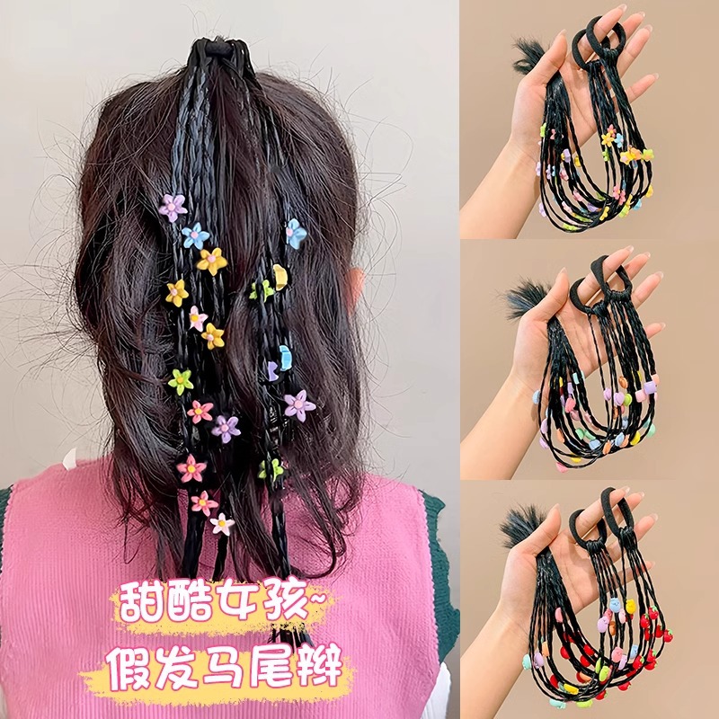 Chica dulce fresca trenza de boxeo Peluca de los niños Twist trenza Cola de Caballo alta de niña corbata anillo de pelo trenza sucia cuerda de pelo